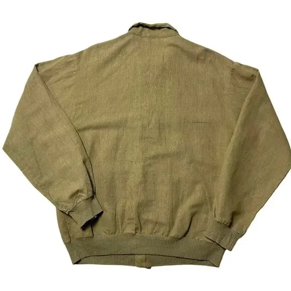 GMF 965 Vintage Made in Italy Linen Olive Drab Bomber Tanker Jacket Medium